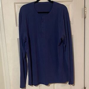 lululemon athletica Blue Navy Long Sleeve Henley Shirt Men’s XL
